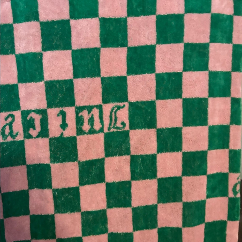 Juicy Couture Pink and Green Checkered Towel - Picture 6 of 6